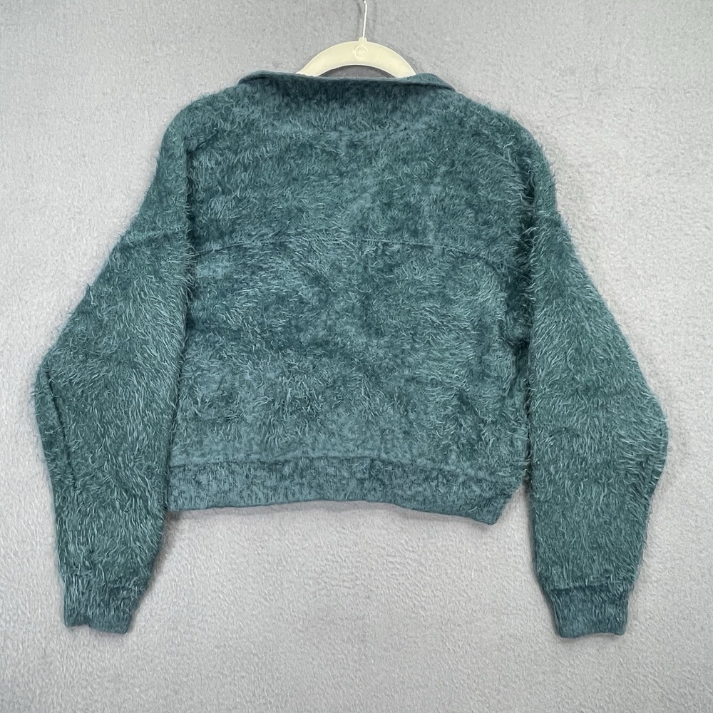 Willow & Root Women's Crop Button Up Sweater Sz Small L/S Collared Fuzzy Thick - Picture 4 of 8